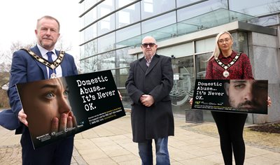 Mayor of Antrim and Newtownabbey, Alderman Stephen Ross, Councillor Michael Goodman (Chairperson of the PCSP), Deputy Mayor, Councillor Leah Smyth